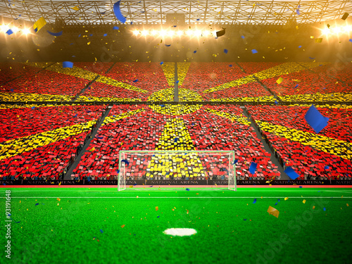 Flag Macedonia of fans. Evening stadium arena Yellow  © Anna Stakhiv