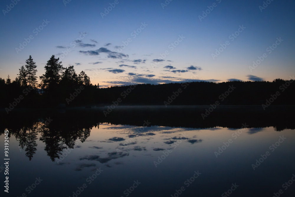 Fototapeta premium Calm lake scape at summer night