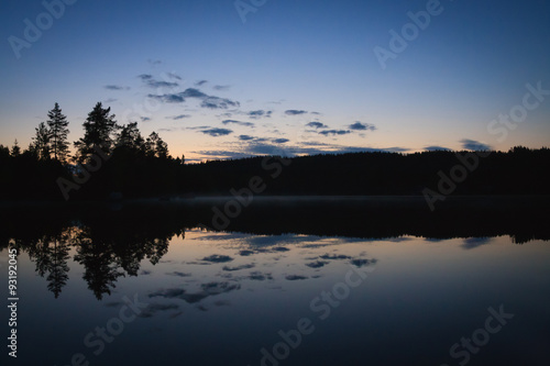 Calm lake scape at summer night