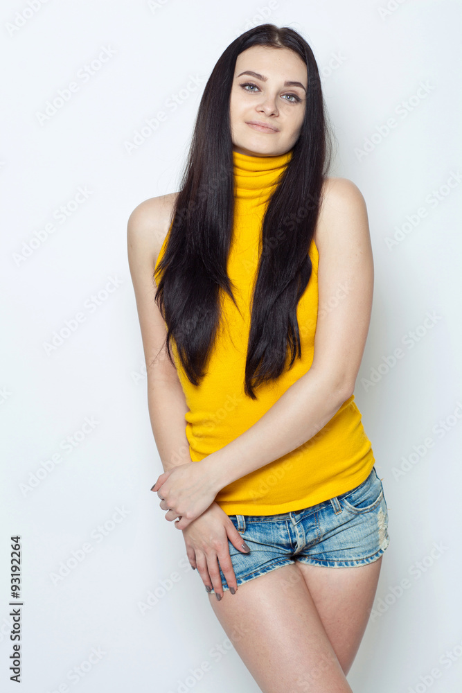 Beautiful woman are posing in studio Beautiful woman are posing in studio