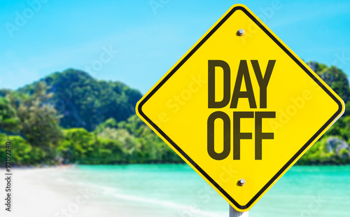 Canvas Print Day Off sign with beach background
