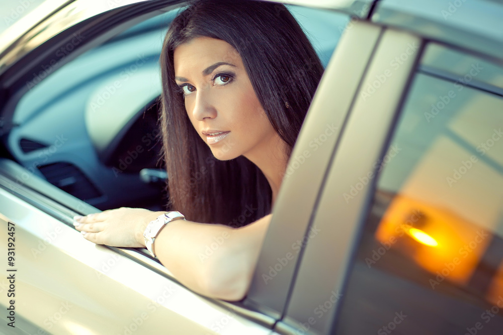 Beautiful woman in a car 