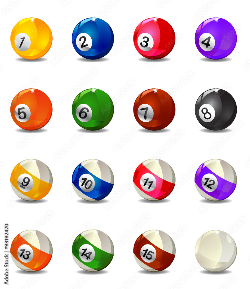 Complete billiard ball and cue vector icon image Complete billiard ball and cue vector icon image