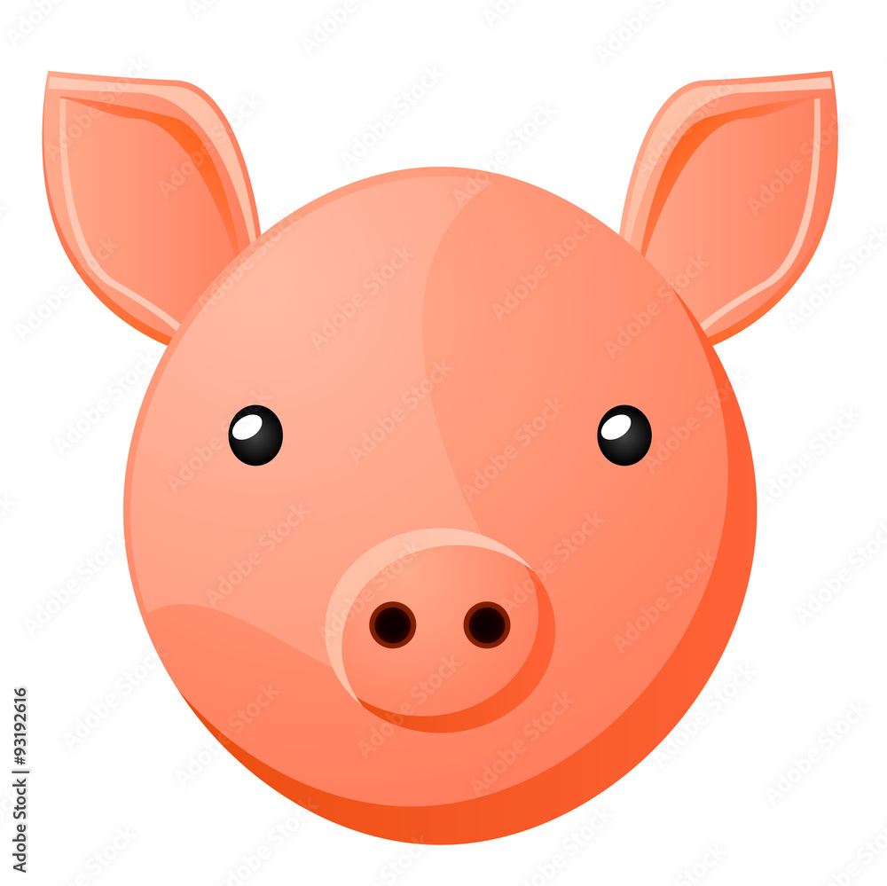 Pig head vector icon image Pig head vector icon image