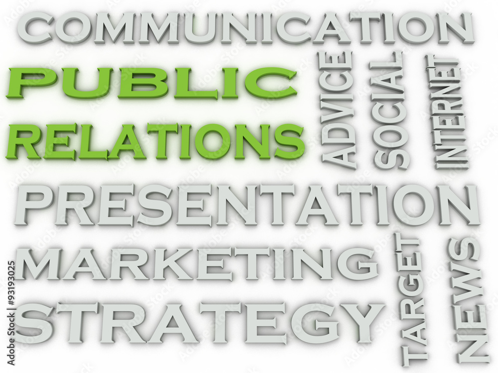 3d image Public relations word cloud concept