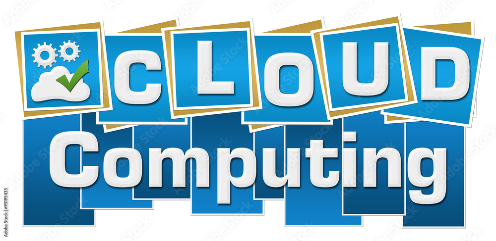 Cloud Computing Blue Squares Text Bottom Cloud Computing Blue Squares Text Bottom