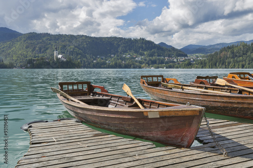 Boats at the pier of Lake Bled. © Panama