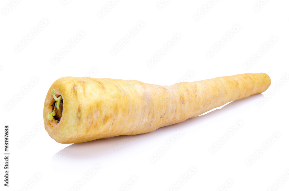 Fresh parsnip roots on a white background Fresh parsnip roots on a white background