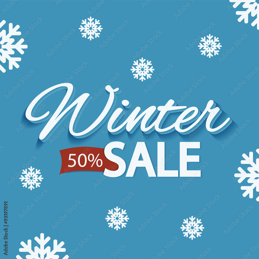 Winter discounts, promotional poster