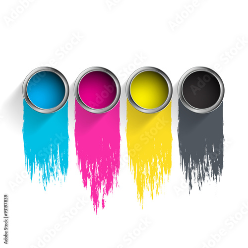 Bucket of paint CMYK.