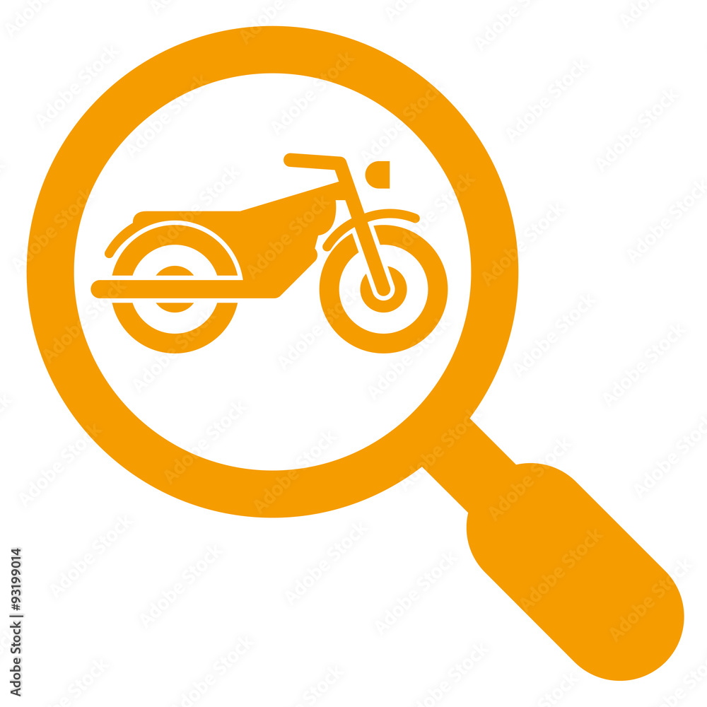 Icono aislado lupa moto naranja Icono aislado lupa moto naranja