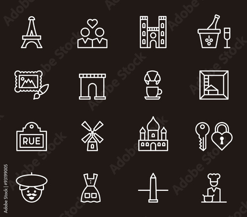set of PARIS outline icons