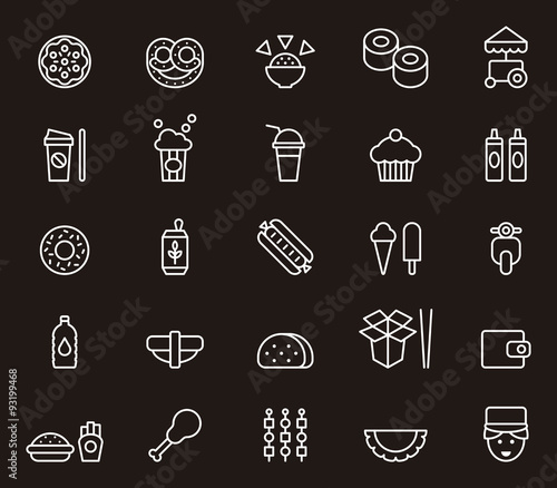 FAST FOOD set of outline icons