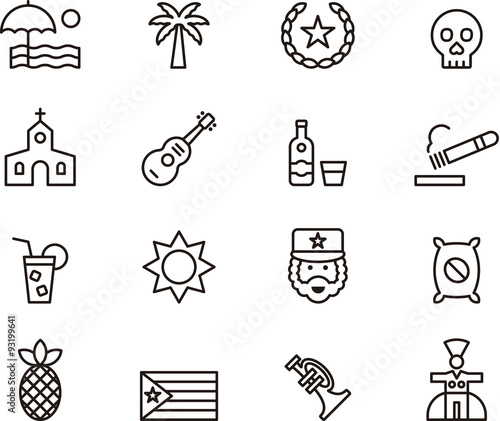 CUBA set of outline icons