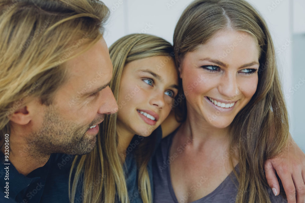 Portrait of smiling father, mother and daughter Portrait of smiling father, mother and daughter