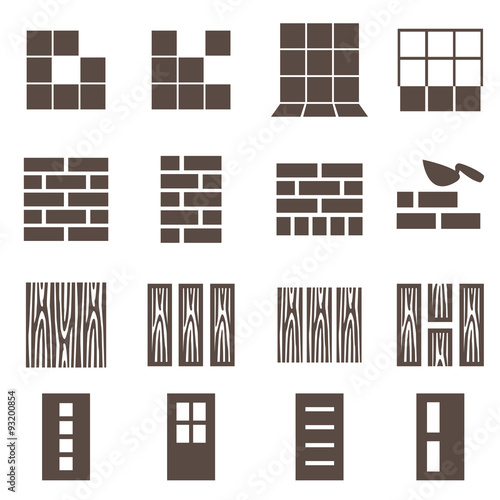 Repair icons. vector signs. set of construction materials.
