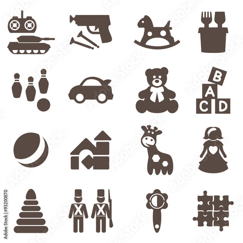 Toys icons. Vector signs. Set toy store.
