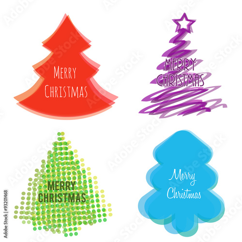 Christmas tree set flat style