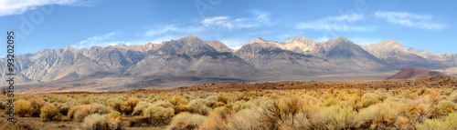 Panorama of the southern tip of the Sierra Nevada Mountains loca