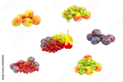 Fototapeta Naklejka Na Ścianę i Meble -  Set of ripe fruits isolated on white.