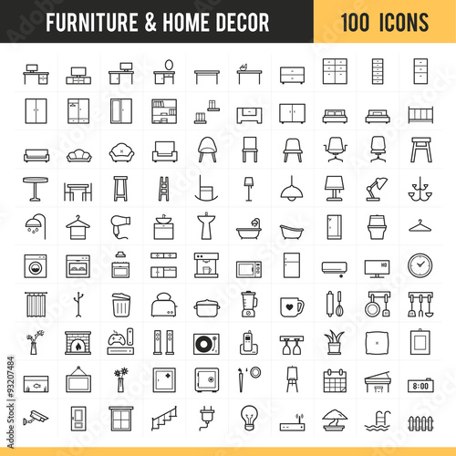 Furniture icons. Vector illustration.