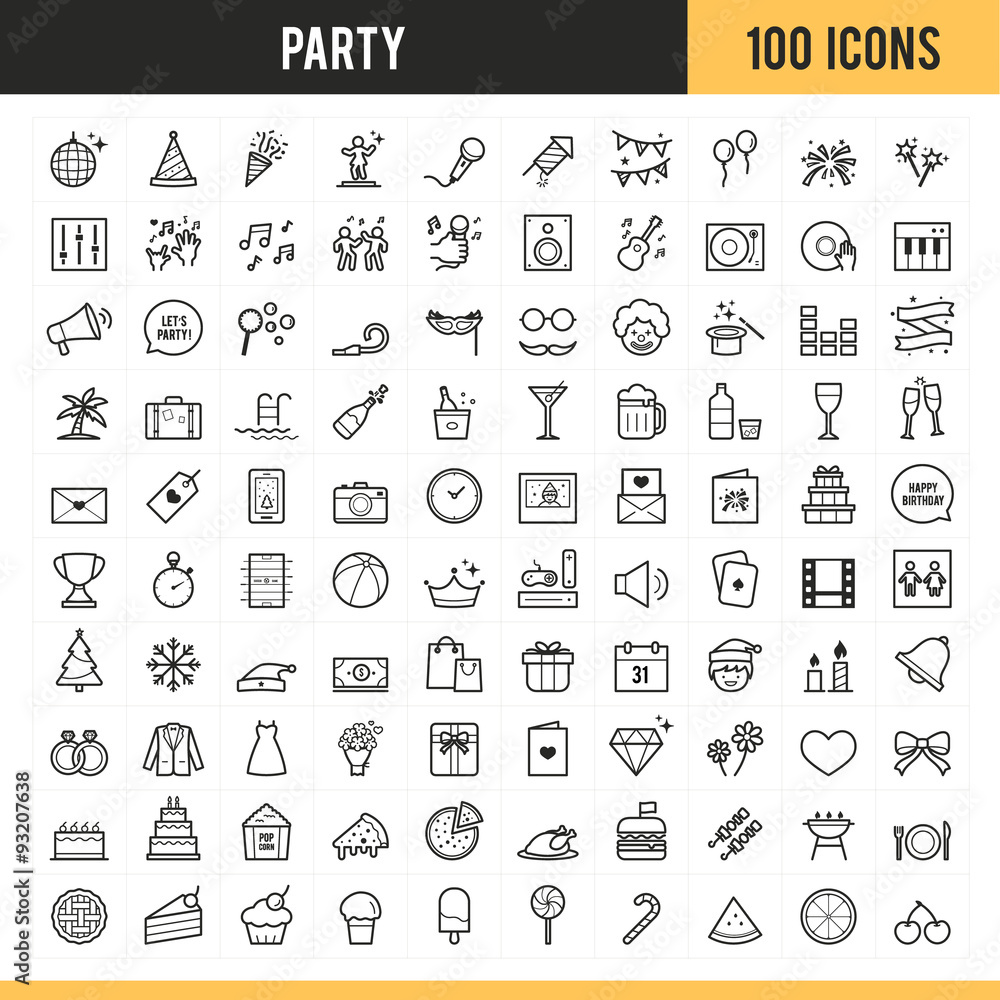 Party icons. Vector illustration. - obrazy, fototapety, plakaty 