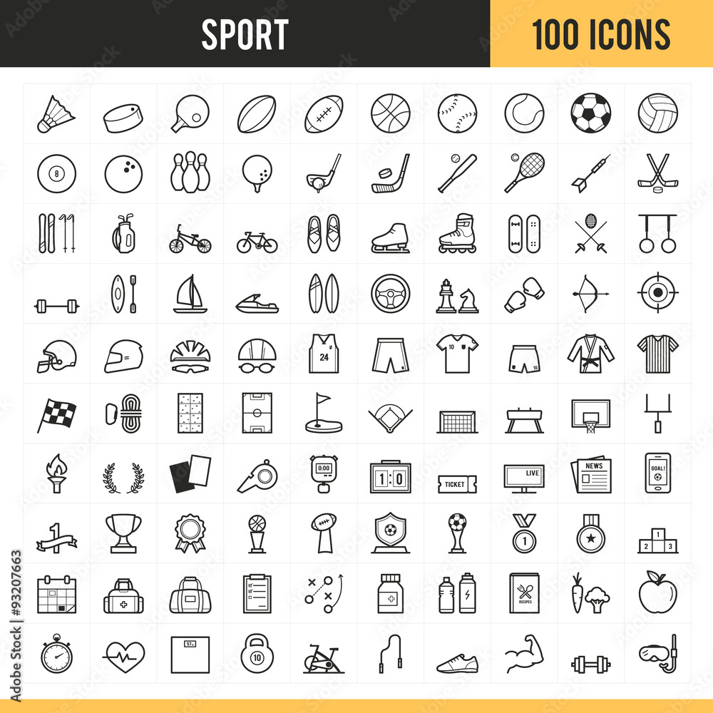 Obraz Ikony sportowe. Ilustracji wektorowych.