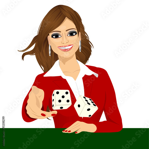 woman throwing the dice gambling playing craps
