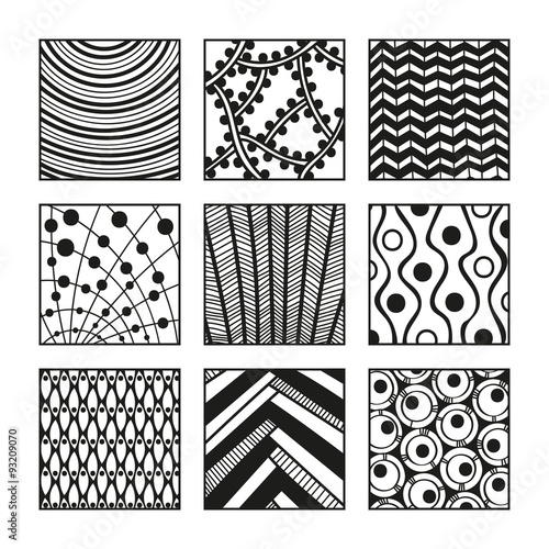 Set of zentangle patterns. Hand-drawn doodle vector illustration. photo