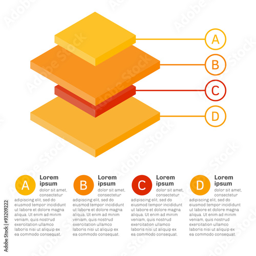 3d colorful isometric chart made of differently sized rectangular parallelepipeds. Isolated vector illustration.