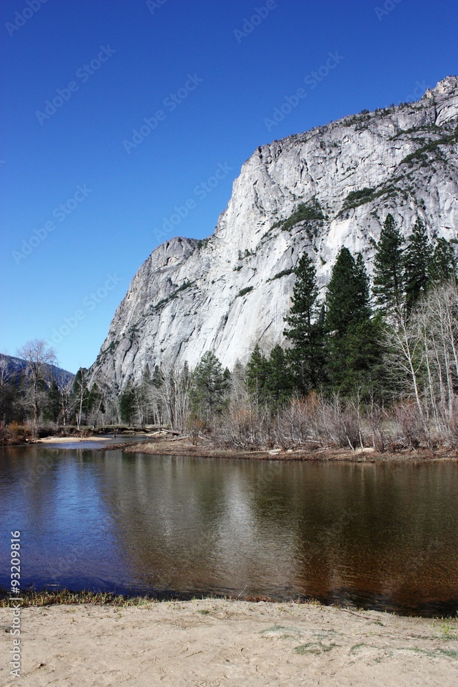Springtime Mirror Lake in Yosemite-National Park California, USA