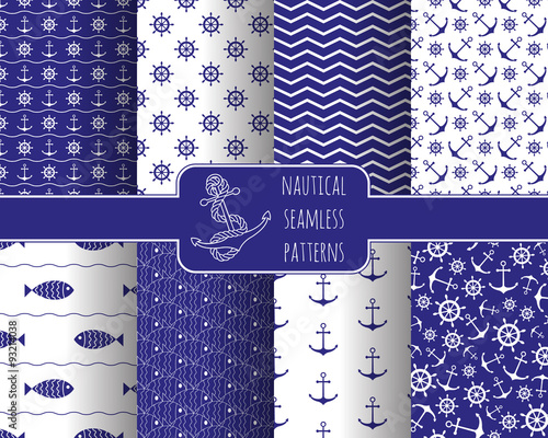 Seamless nautical pattern set