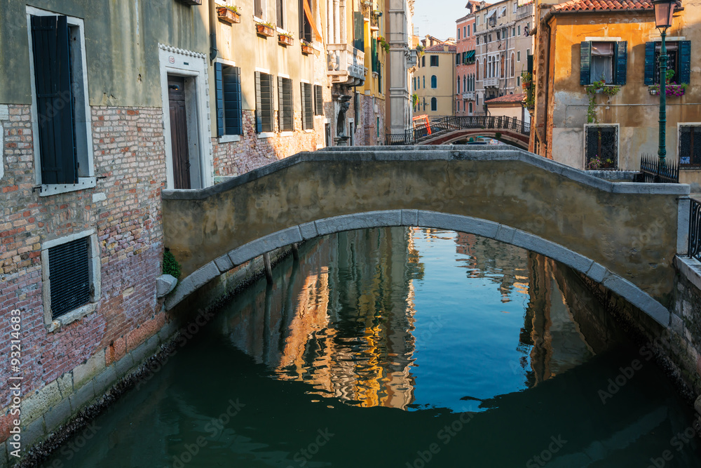  Bridges on the canal of Venice, Italy.