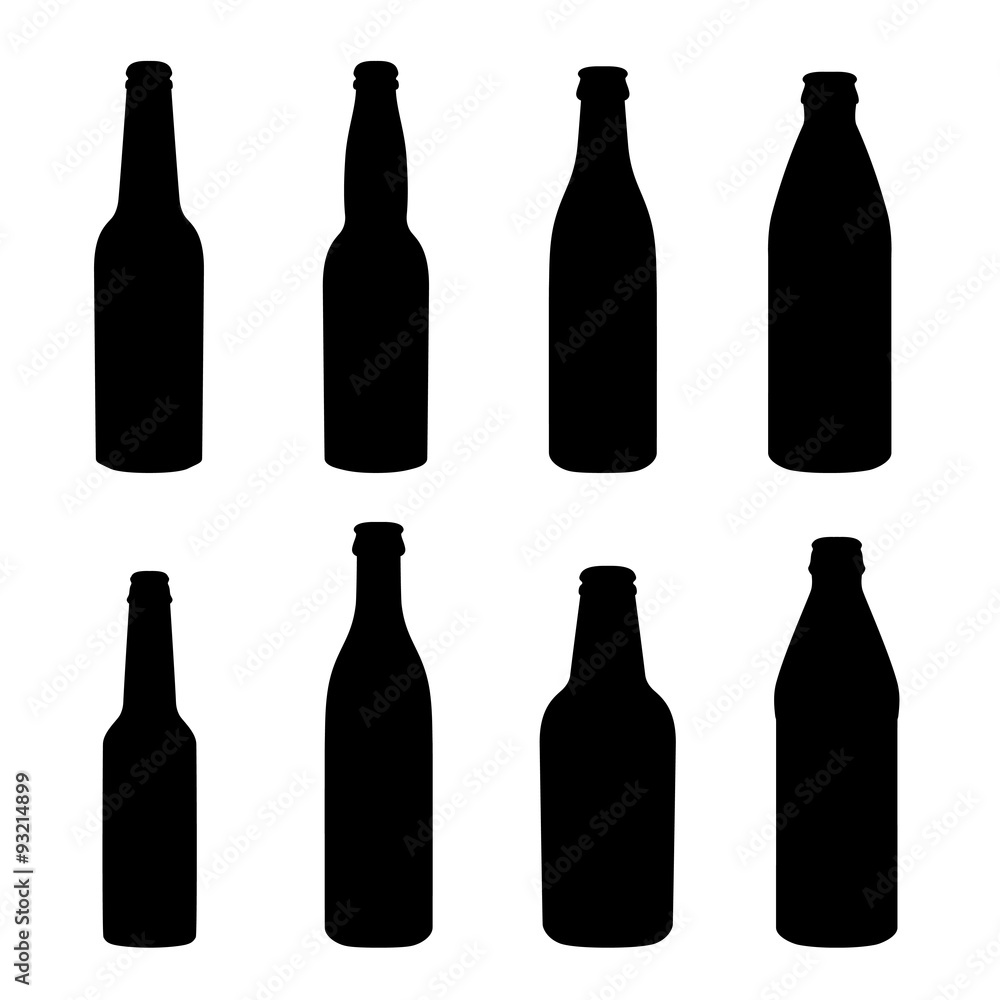 Silhouettes of different alcohol bottles Silhouettes of different alcohol bottles