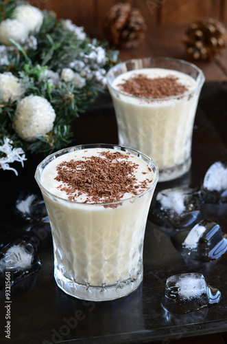 Ice cream cocktail on Christmas background