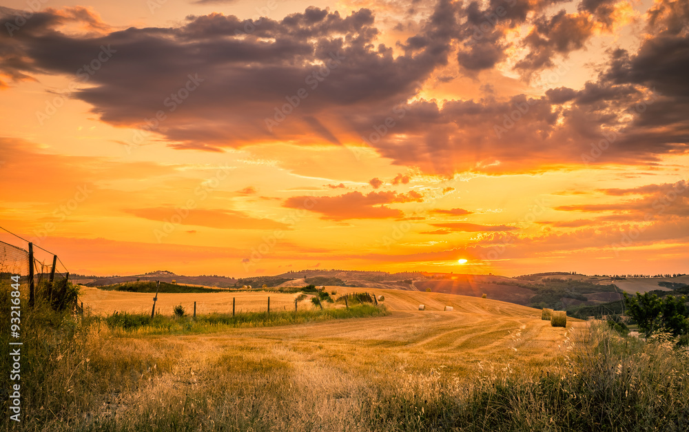 Rural sunset landscape