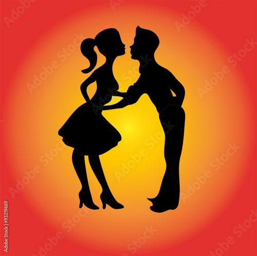 vector illustration of a two lovers ' silhouette