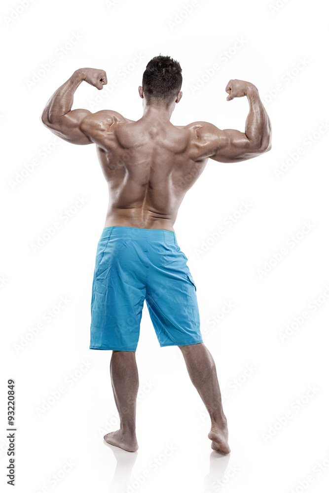 Strong Athletic Man Fitness Model Torso showing big back muscles Strong Athletic Man Fitness Model Torso showing big back muscles