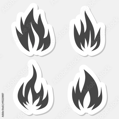 Fire symbols stickers set