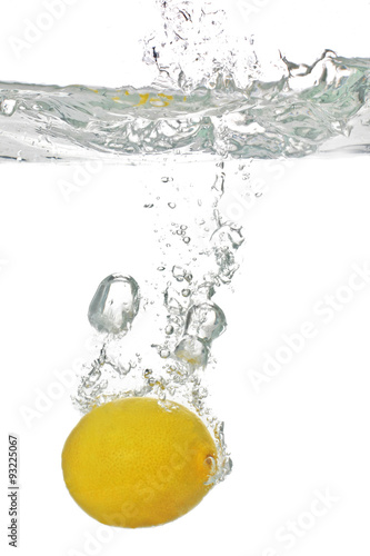 lemon falls into the water