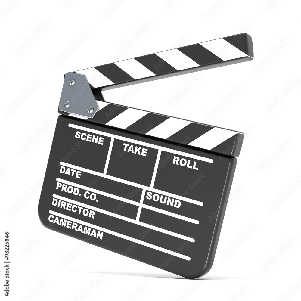 Movie clapperboard. 3D render illustration isolated on white background