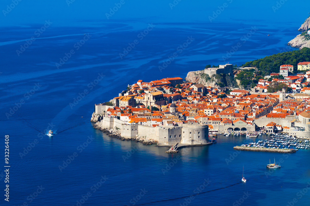 Dubrovnik, Croatia, top view witn sea.