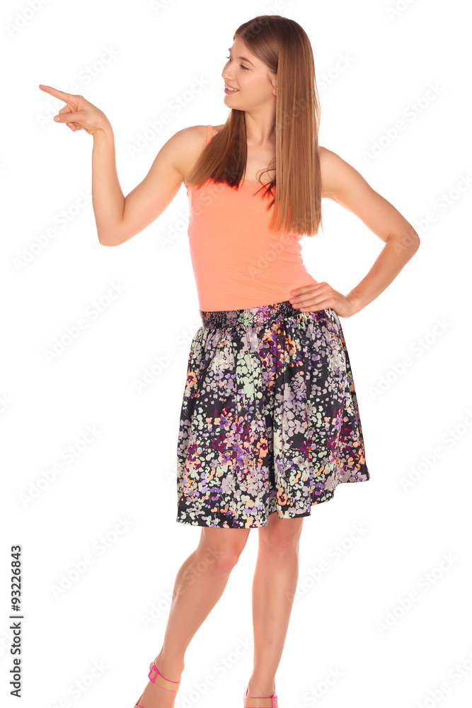 Girl in a shirt and skirt isolated on a white background Girl in a shirt and skirt isolated on a white background