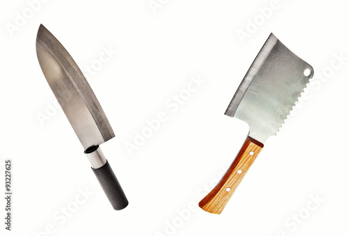meat cleaver and knife