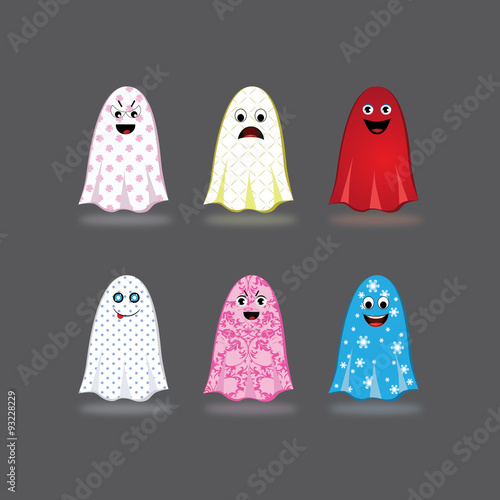 Ilustração com fantasmas engraçados