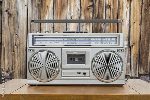 Vintage Boombox on Table wi...