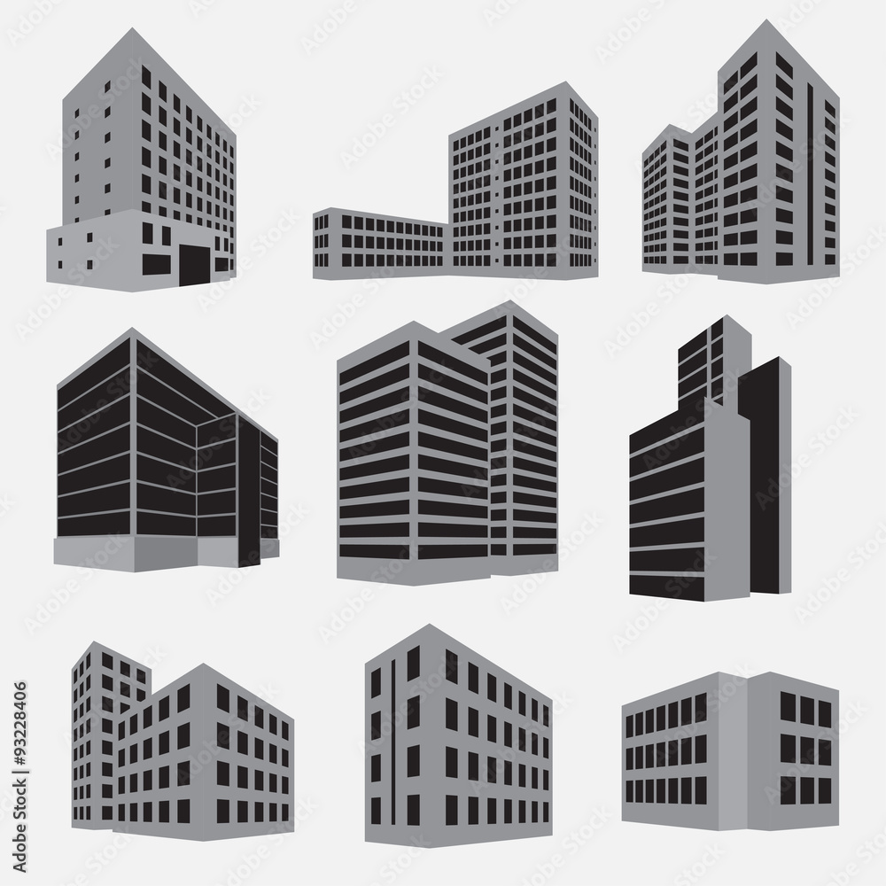 Building icons. Vector illustration