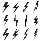 Set of lightning icons. Vector illustration