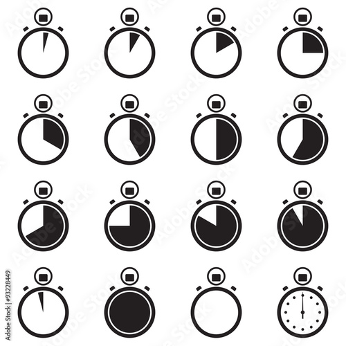 Set of stopwatch icons. Vector illustration photo