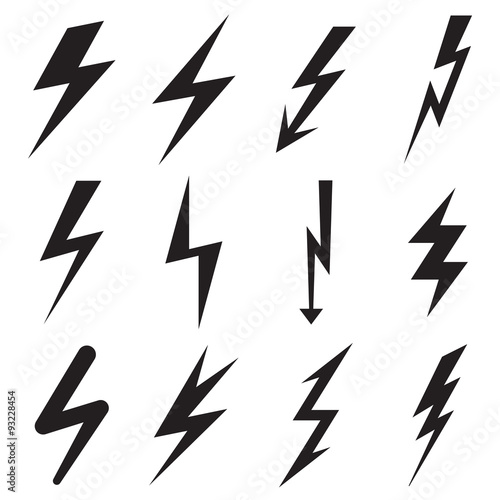 Set of lightning icons. Vector illustration